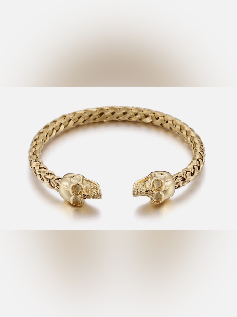 Gold Braided Skull Cuff Bracelet - Women's Accessory